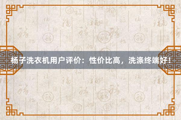 杨子洗衣机用户评价：性价比高，洗涤终端好！